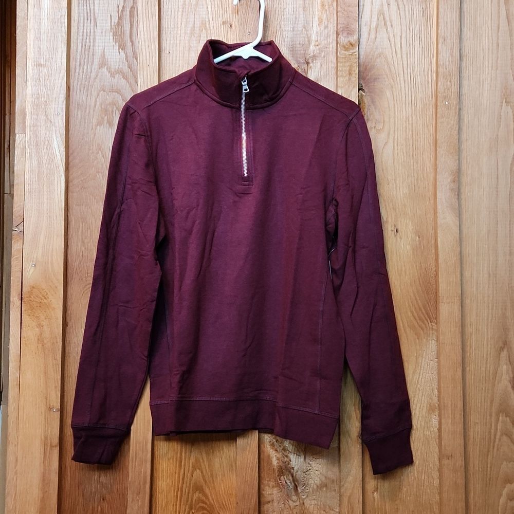 Flag & Anthem Mock Neck Quarter Zip Moisture Wicking Sweater, Small, Maroon